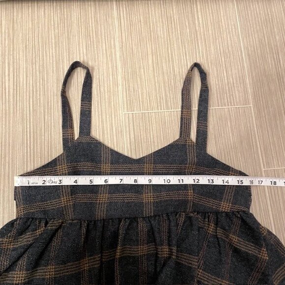 NWOT Hüming Plaid Babydoll Peplum Cropped Tank Top Dark Academia - Picture 11 of 12